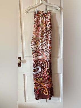 Wide Leg Paisley Print Palazzo Pants - White Multi